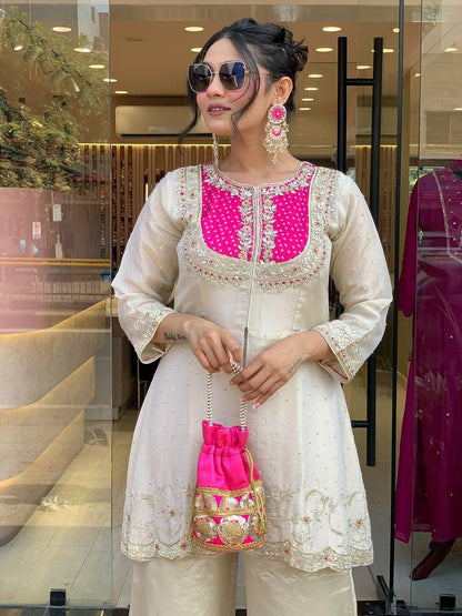 Classic Calm Festive Straight Cut Kurti with Palazzo Set