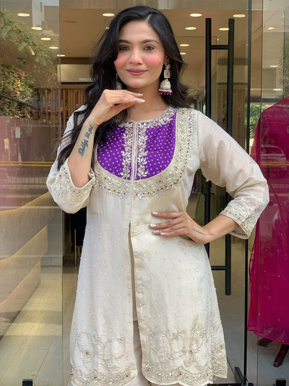 Classic Calm Festive Straight Cut Kurti with Palazzo Set