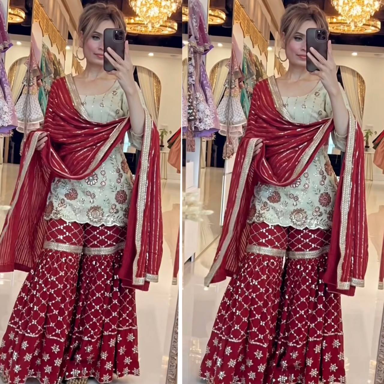 Kashish A Glamorous chinnon Silk Sharara Set