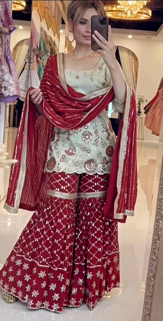 Kashish A Glamorous chinnon Silk Sharara Set
