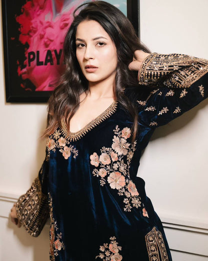Midnight Bloom Velvet Suit Set