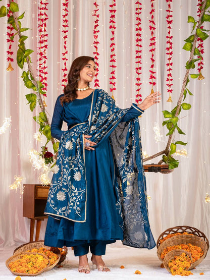 Regal Blue Ethnic Ensemble Anarkali Gown Set