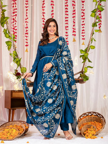 Regal Blue Ethnic Ensemble Anarkali Gown Set