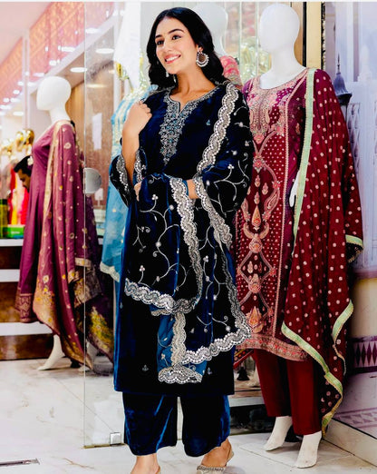 Opulent Allure The Timeless Crimson Velvet Ensemble Velvet Suit Set