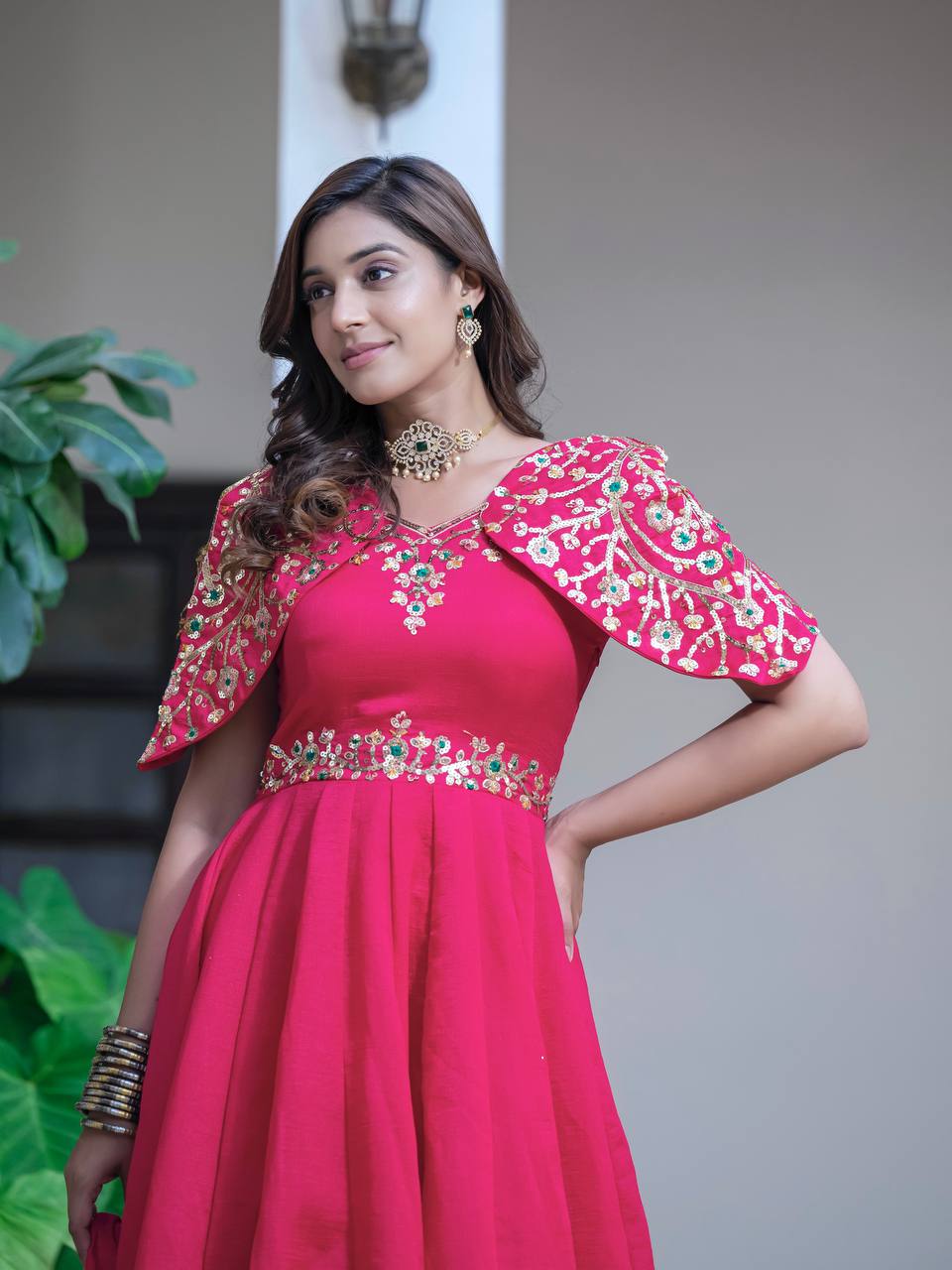 Regal Elegance in Red Color Anarkali Suit Set