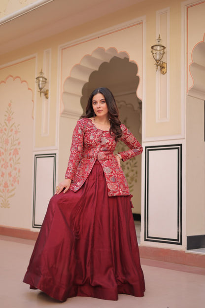 Vistara Elegance Indo Western Jacket Lehenga Set