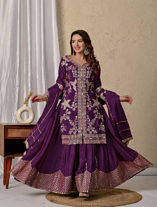 Purple Majesty Royal Embroidery Designer Patiala Suit