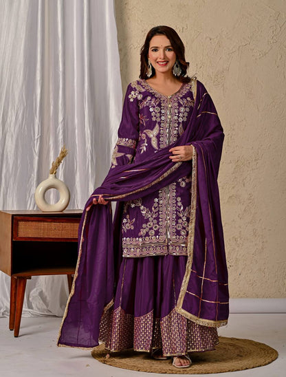 Purple Majesty Royal Embroidery Designer Patiala Suit