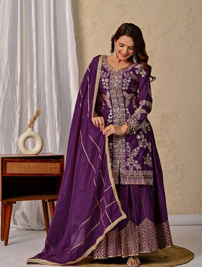 Purple Majesty Royal Embroidery Designer Patiala Suit