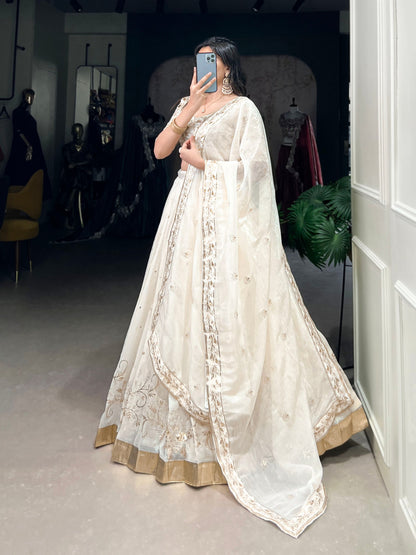 Zahreen Ethnic Silver Glosy Lehenga  Choli