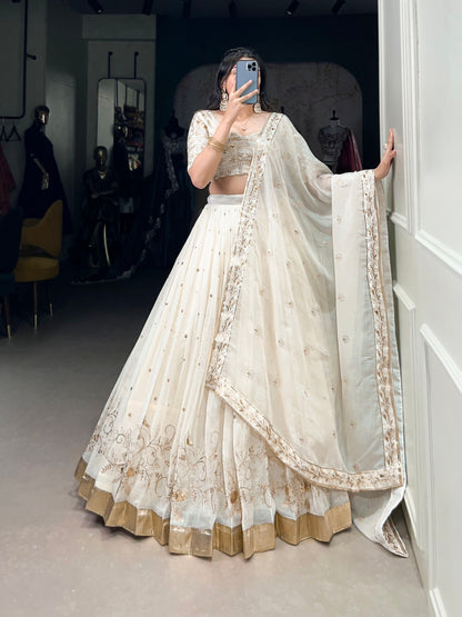 Zahreen Ethnic Silver Glosy Lehenga  Choli