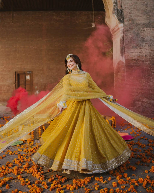 Mehr-e-Gul Sunshine Yellow Ethnic Gown