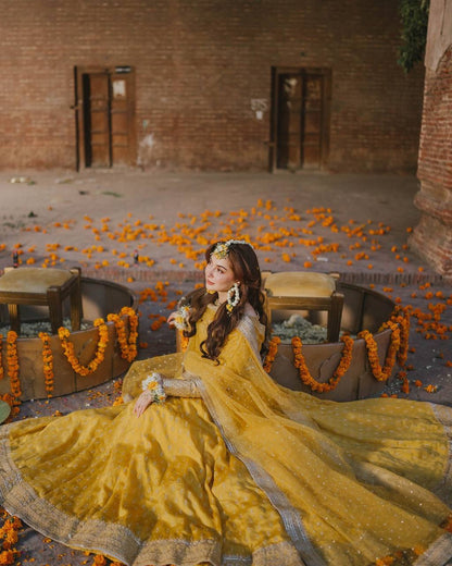 Mehr-e-Gul Sunshine Yellow Ethnic Gown