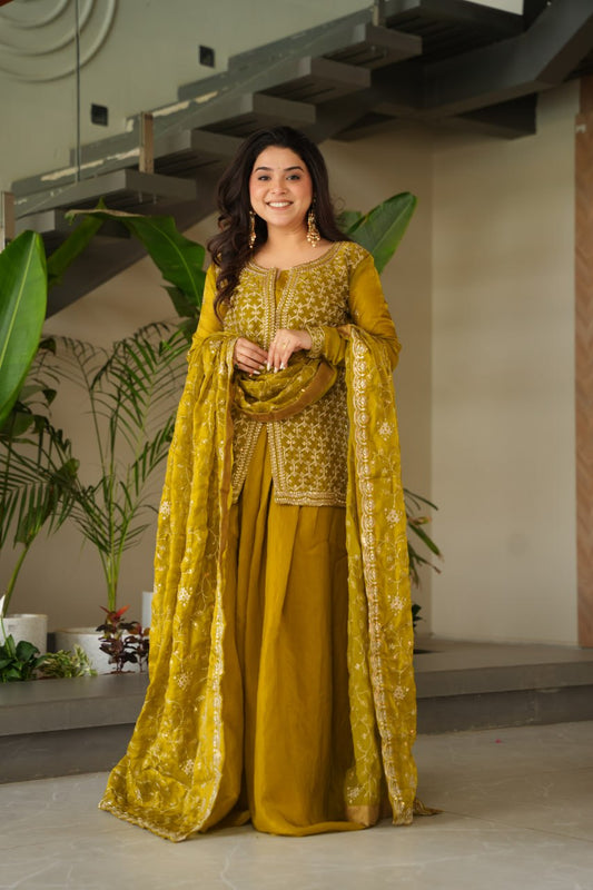 Amaira Rich Beads Embroidered Jacket Style Palazzo Suit