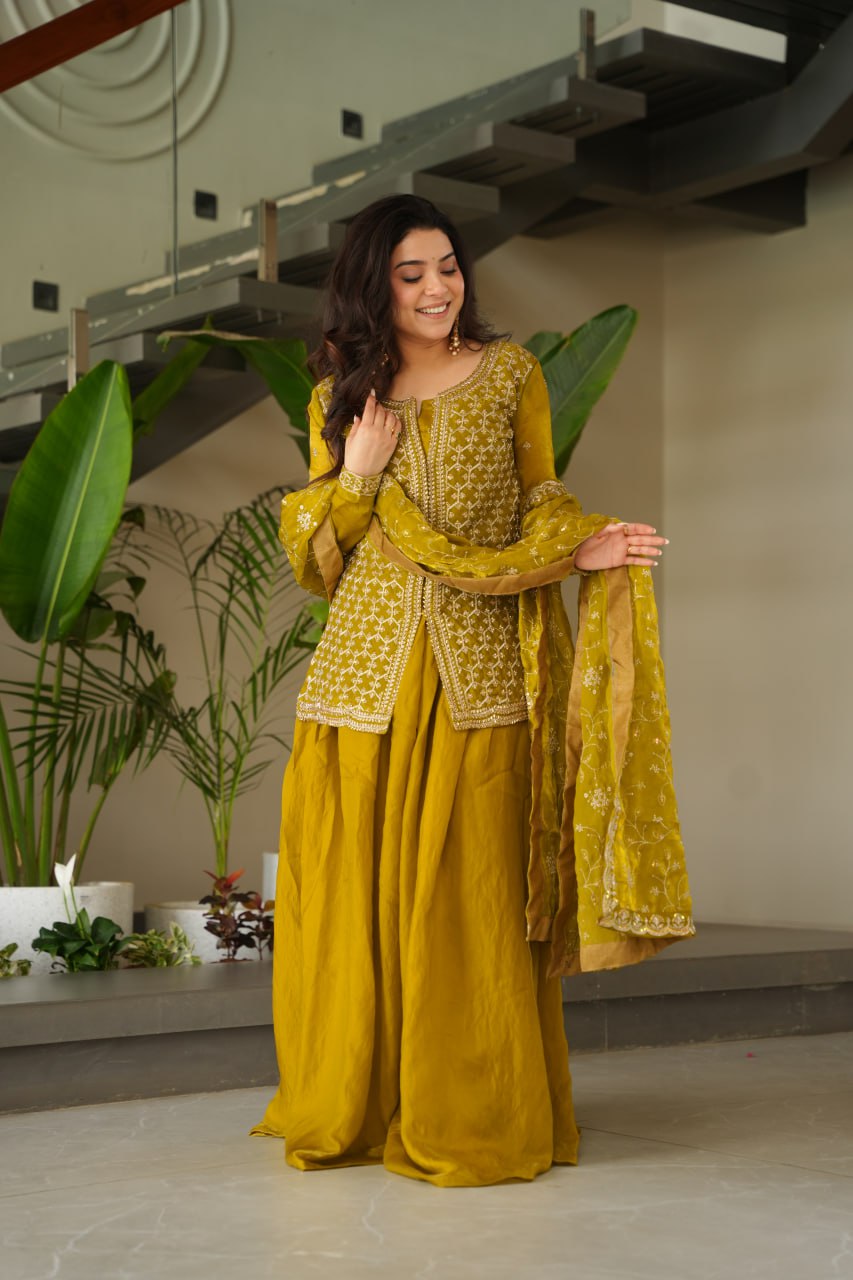 Amaira Rich Beads Embroidered Jacket Style Palazzo Suit
