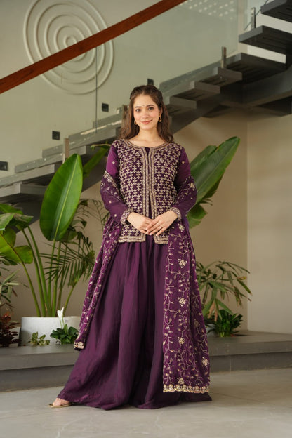 Amaira Rich Beads Embroidered Jacket Style Palazzo Suit