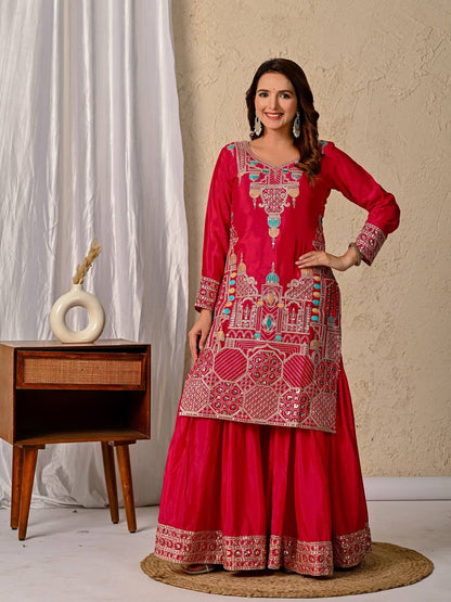 Heer Rang Royal Embroidered Borders Vibrant Patiala Set
