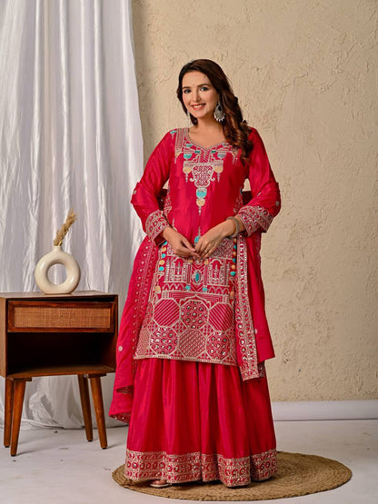 Heer Rang Royal Embroidered Borders Vibrant Patiala Set