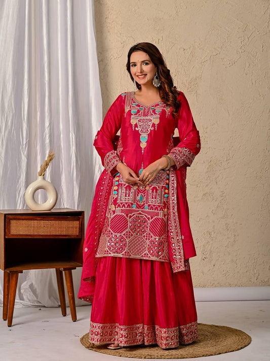 Heer Rang Royal Embroidered Borders Vibrant Patiala Set