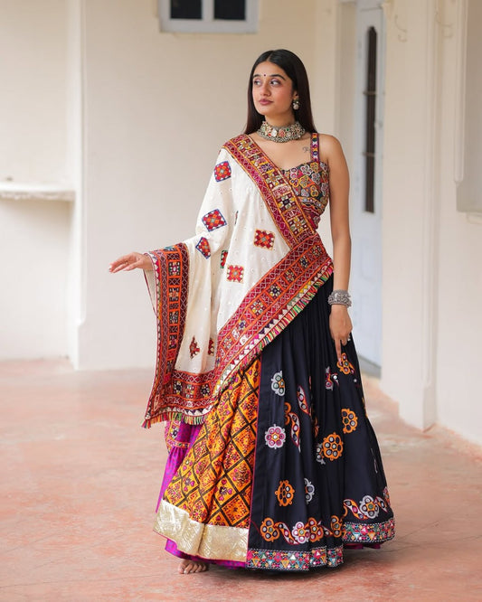 Traditional Vibrant Mirror Work Navratri Lehenga Choli