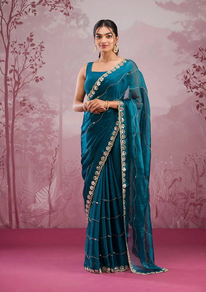Zankhi  Premium Berberry Mirror Work Saree