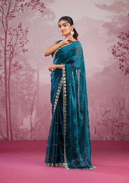 Zankhi  Premium Berberry Mirror Work Saree