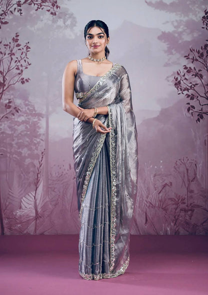 Zankhi  Premium Berberry Mirror Work Saree