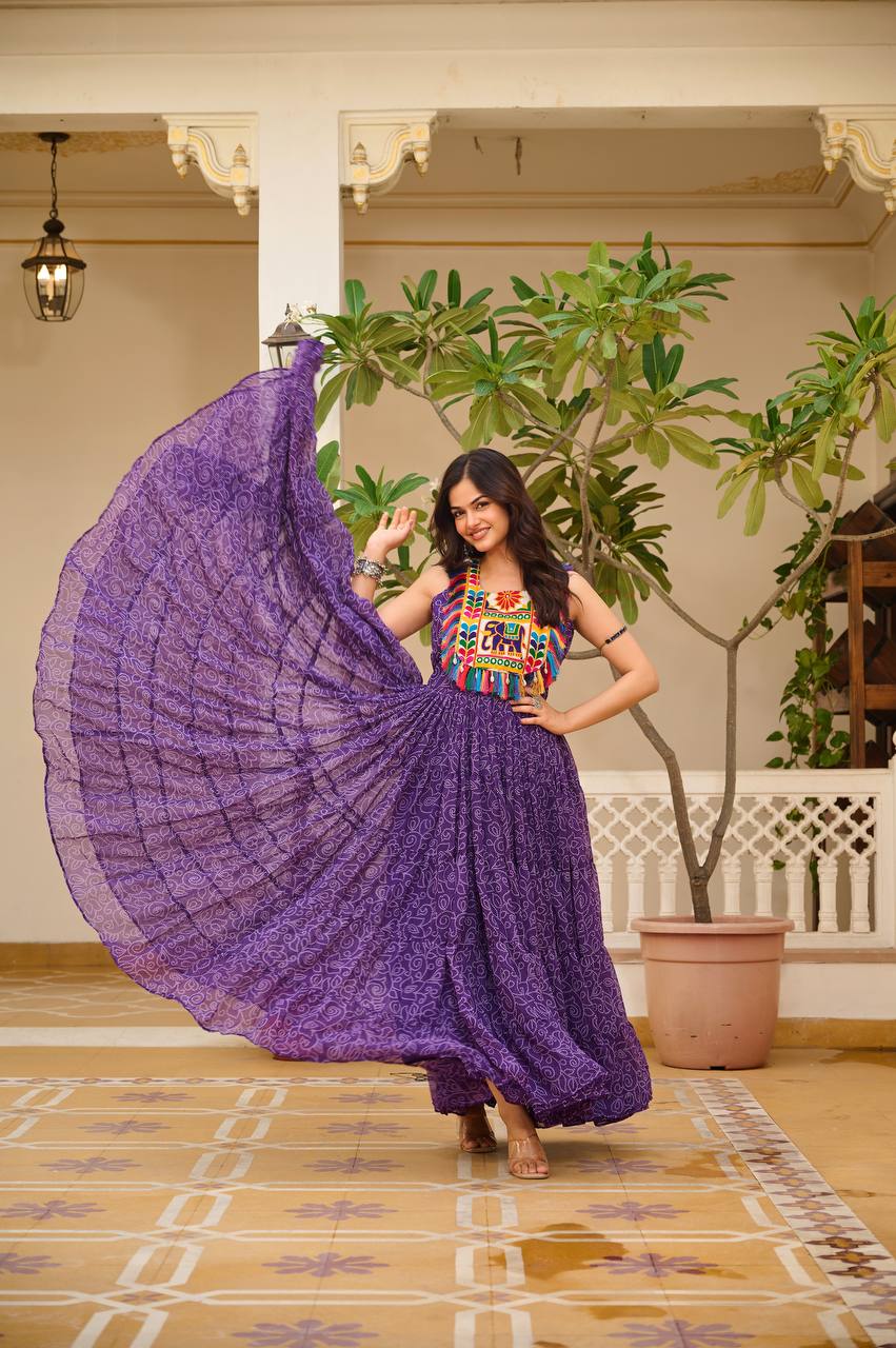 Charvi Vibrant Kutchi Embroidery Work Gown
