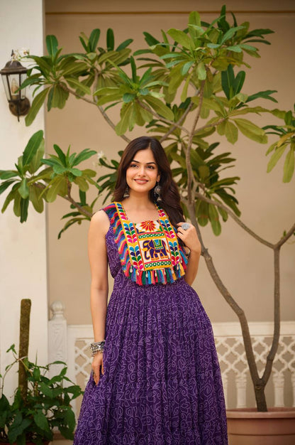 Charvi Vibrant Kutchi Embroidery Work Gown