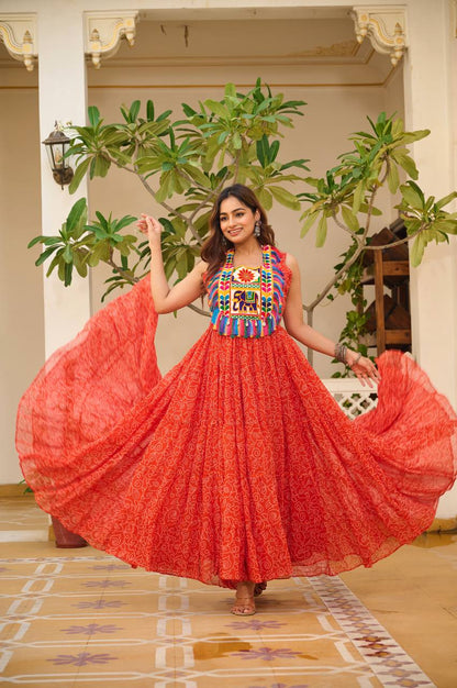 Charvi Vibrant Kutchi Embroidery Work Gown
