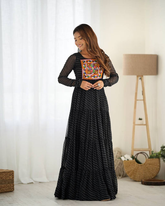 Dandiya Bandhani Inspired Flared Gown