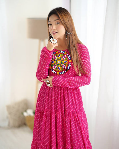 Dandiya Bandhani Inspired Flared Gown
