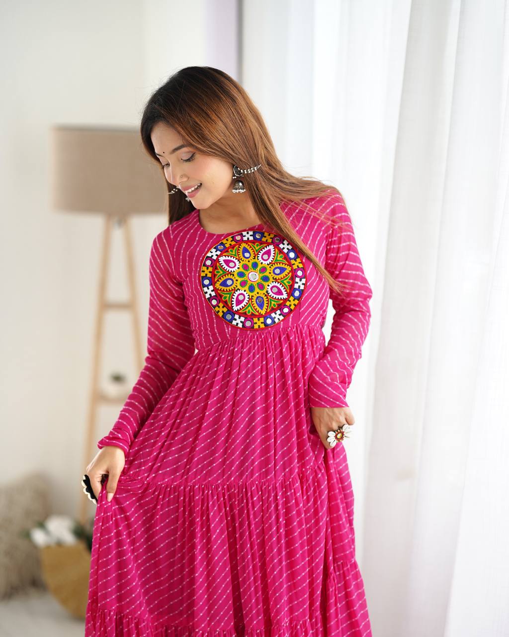 Dandiya Bandhani Inspired Flared Gown