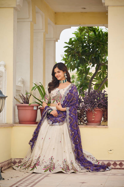 Zakhi Embroidered Lehenga Choli Set with Bandhani Dupatta Magic