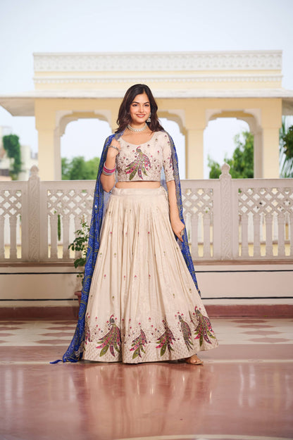 Zakhi Embroidered Lehenga Choli Set with Bandhani Dupatta Magic