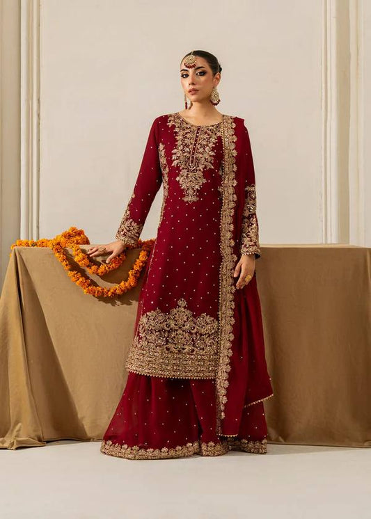 Gulzaar Deep Maroon Pakistani Gharara Suit
