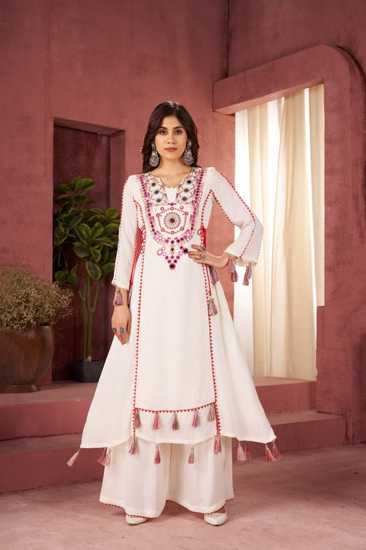 Tribal Mirror Elegance Premium Flared Kurta Set