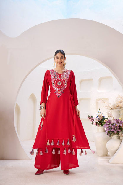 Tribal Mirror Elegance Premium Flared Kurta Set