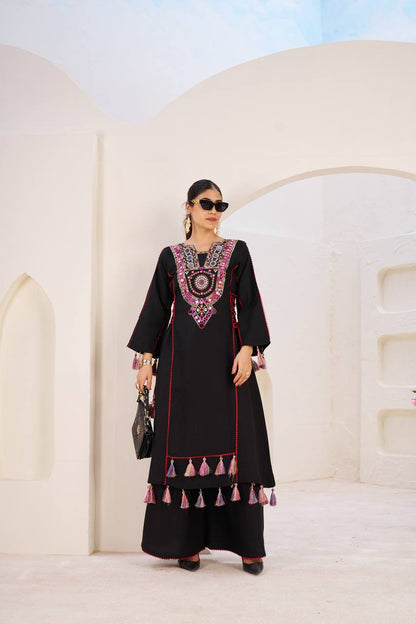 Tribal Mirror Elegance Premium Flared Kurta Set