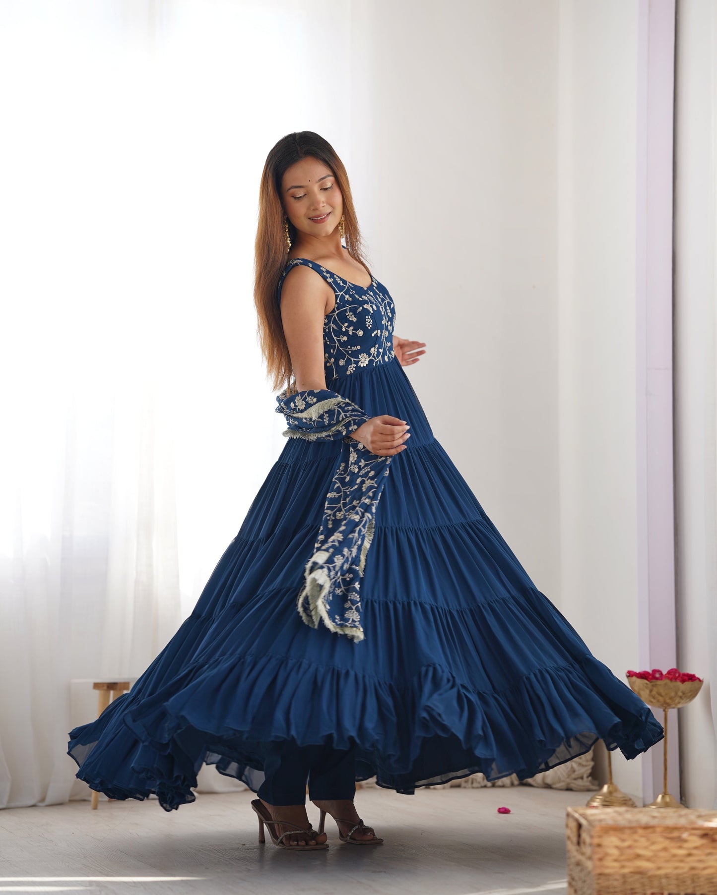 Designer Party Wear Look Gown With Pant And Embrodary Work