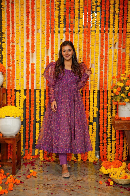 VIBRANT FLORAL ORGANZA SUIT SET