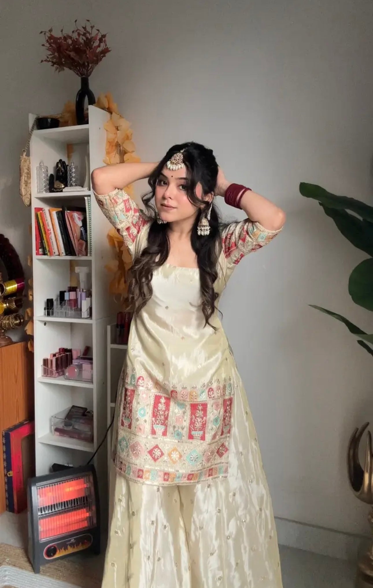 Khushi Silk Heavy Work Off White Sharara Set