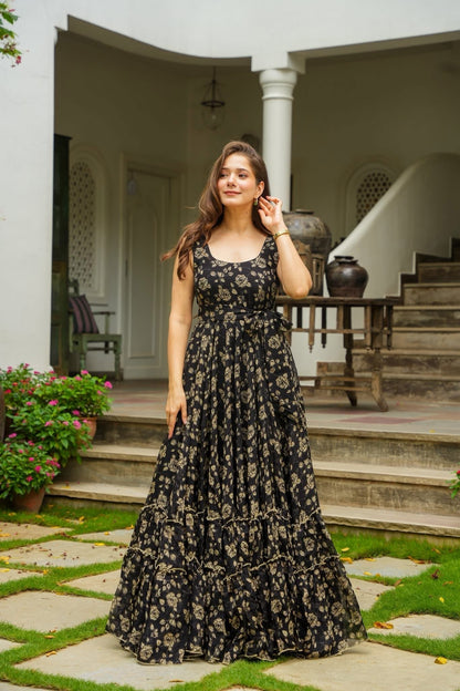 Midnight Petal Maxi Dress