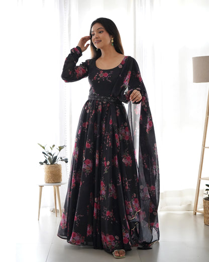 PURE SOFT ORGANZA SILK ANARKALI KALI CUT GOWN NKB-26