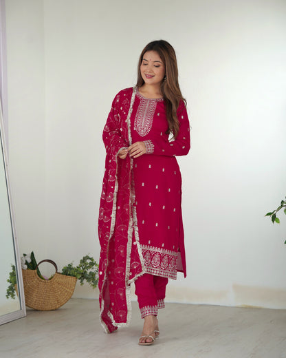 Vichitra Silk Anarkali Suit Set