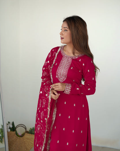Vichitra Silk Anarkali Suit Set