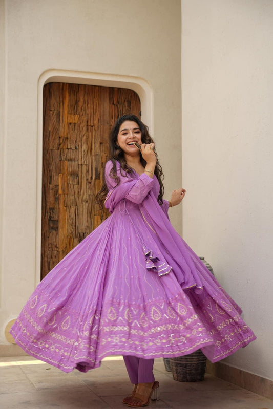 ANIKA PURPLE ANARKALI SUIT SET