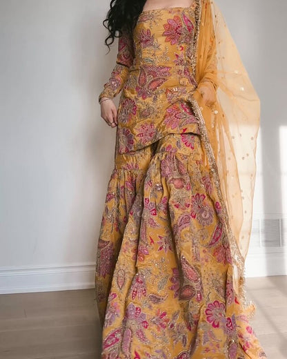 Haldi Ready in This Sunshine Sharara