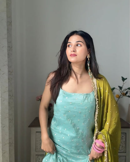 Lime Glow Elegance Sharara