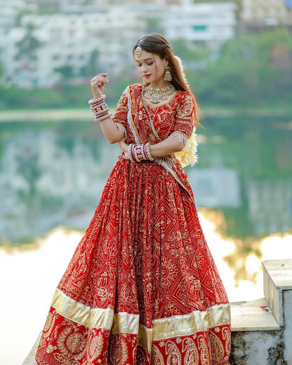Rajasthani Regal Red Traditional Lehenga Set